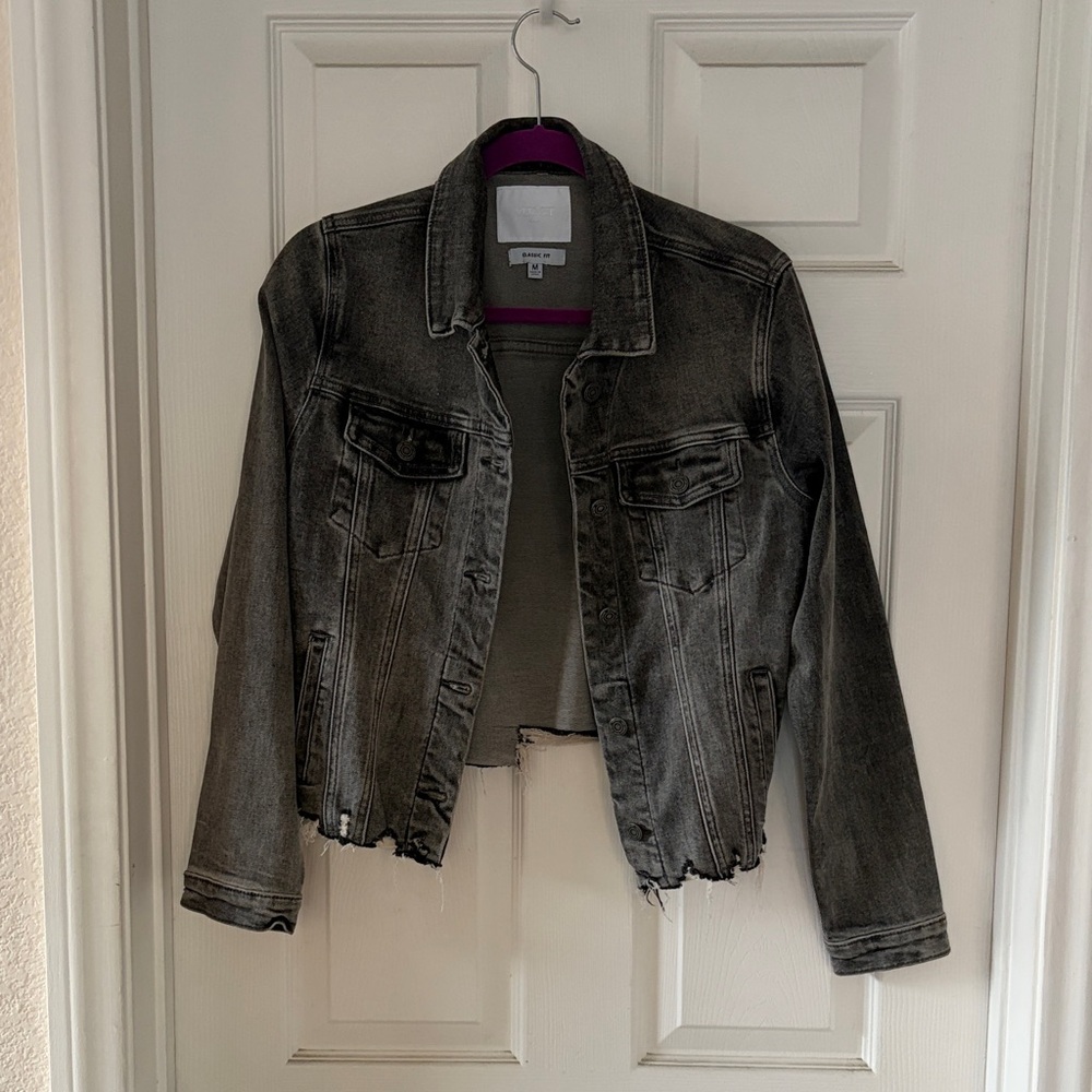 Eve Distressed Washed Black Denim Jacket